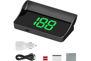 JNXIJ Heads Up Display for Car, Windshield Projection Digital Speedometer with USB Cable & Car Charger Adapter, Plug and Play