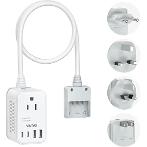 VINTAR 220V to 110V Converter, Travel Voltage Converter US to Europe, 2000W | Universal Travel Adapter, 4 USB Ports(2 USB C),