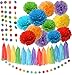 Rainbow Party Decorations Tissue Paper Pom Pom Paper Garland Circle Garland for Rainbow Baby Shower Decorations Rainbow Birthday Decorations Rainbow Party Supplies Rainbow Decorations