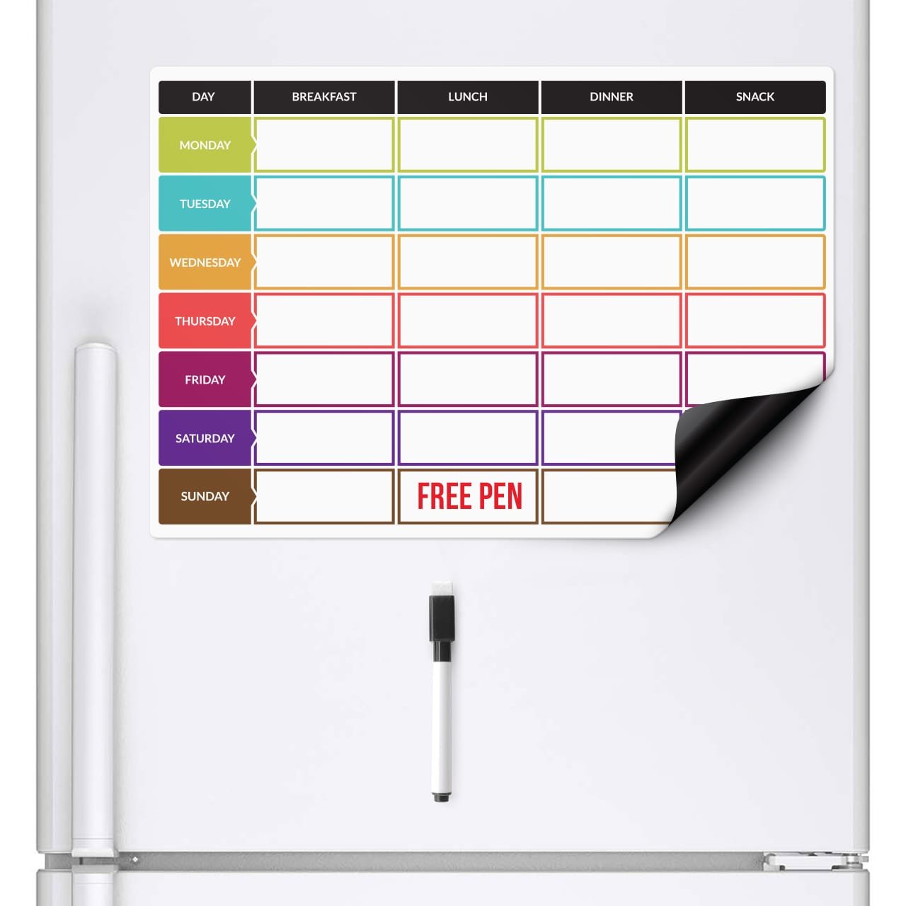 CKB Ltd® Meal Diet Planner Food Prep Nutrition Fitness Magnetic Fridge Board with Marker Pen A3 Dry Wipe Magnet Whiteboard Kitchen Weekly Daily Ideal for Planning Family Meals Bodybuilding Dieting