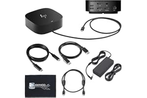 ANYHDD HP Docking Station for Laptop Dual Monitor and Charging Bundle - HP USB-C G5 Dock 5TW10AA / 5TW10UT / 5TW10AA#ABB with 120W Adapter + HDMI Cable + DisplayPort Cable + USB-C Cable + Microfiber Cloth