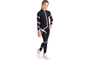 inhzoy Kids Ice Skating Jacket with Figure Skating Leggings Girls Zipper Outwear and Dance Pants Set Gymnastics Outfit