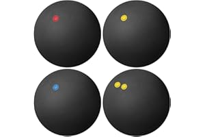 Kisangel 4 Pcs Squash Balls, Double Yellow Dot, Single Blue, Red, Yellow Dot Squash Ball, High Elasticity, Resistant to Play for Practice and Training