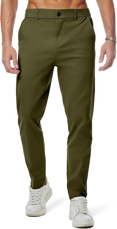 JMIERR Baumwolle Chino Hosen Herren Stretch Cargohose Hose Männer Business Freizeit Hosen Elastische Taille mit Taschen