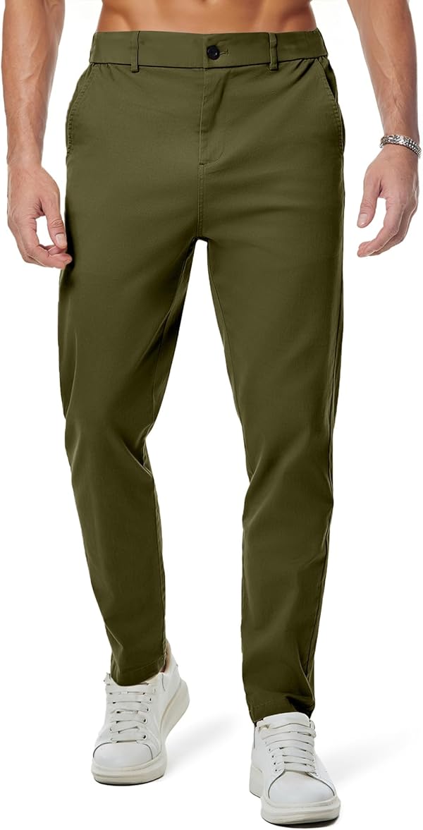 JMIERR Baumwolle Chino Hosen Herren Stretch Cargohose Hose Männer Business Freizeit Hosen Elastische Taille mit Taschen