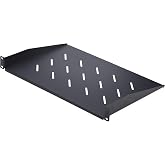 StarTech 1U Vented Server Rack Shelf, 12in, 25lb (CABSHELFV1U-12-RACK) | EIA-310 19in rack and cabinet fit, 11.3kg, 31.5cm mounting depth, SPCC cold-rolled steel, Passive airflow