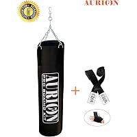 Aurion Filled Heavy Punch Bag 4 FEET Boxing MMA Sparring Punching Training Kickboxing Muay Thai with Hanging Chain