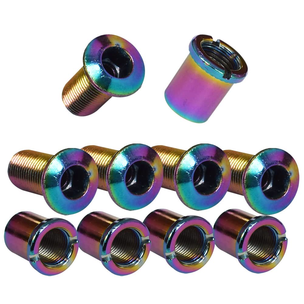Zetatau 5 pcs Triple Chainring Bolts Screws Colorful Disc Crankset Nuts Chainwheel Fit for Road Bike Mountain Bike MTB