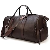 Genuine Leather Travel Duffel Bags for Men and Women Leather Overnight Weekend Bags Sports Gym Duffle, 9423 Brown