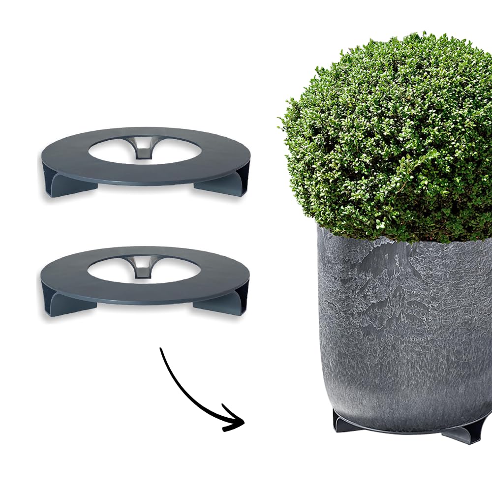 terraced - Set of 2 - Flower Pot Saucer - Colour: Anthracite - Round - 27 cm Diameter - Saucer Flower Pot - Recycled Material - Made in Germany