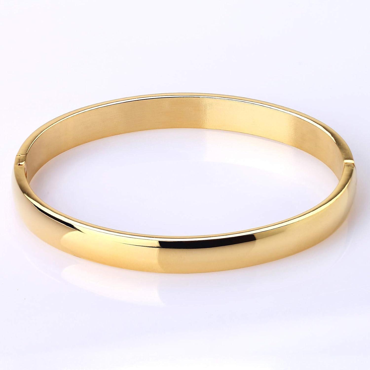 MILAKOO Womens 6MM Stainless Steel Bracelet Gold Plain Polished Finish Oval Bangle Cuff, A2-Gold - Image 3