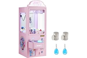 VEVOR Claw Crane Machine, Medium-Sized Arcade Game Machine with Light & Sound, Adjustable Steel Claws, Precise Toy Candy Grabber Prize Dispenser Vending Toy, for Commercial Home Parties Cinema, Pink