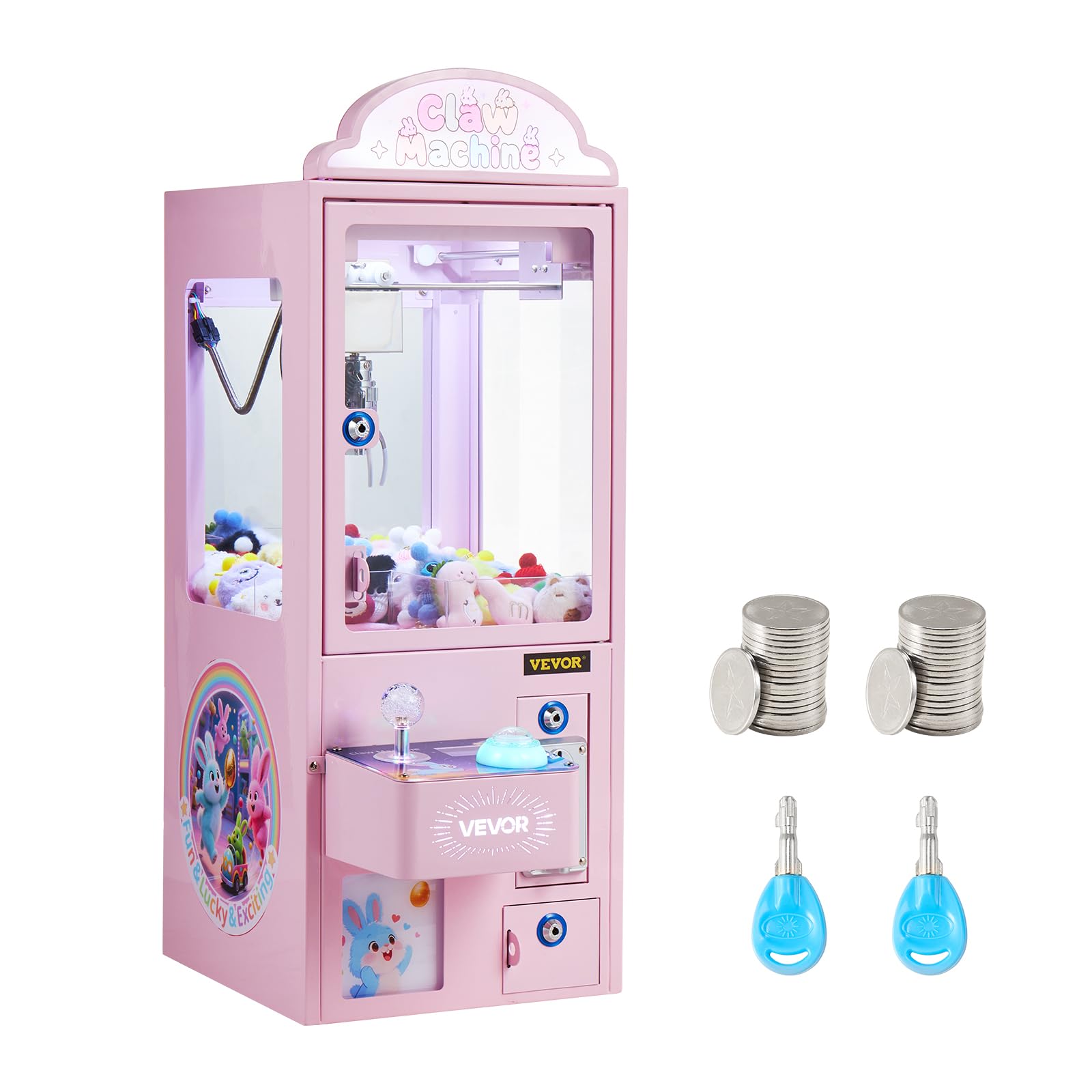 Photo 1 of VEVOR Claw Crane Machine, Medium-Sized Arcade Game Machine with Light & Sound, Adjustable Steel Claws, Precise Toy Candy Grabber Prize Dispenser Vending Toy, for Commercial Home Parties Cinema, Pink