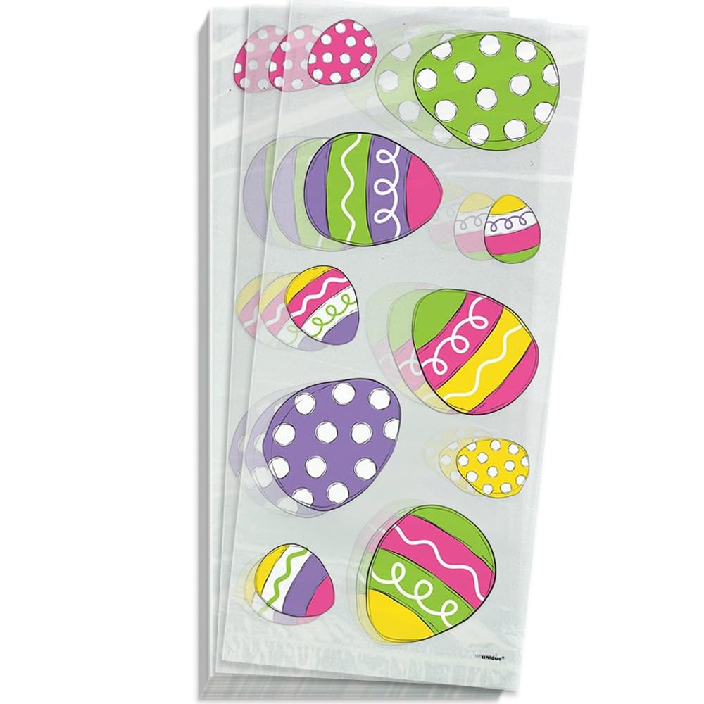 Unique Party 44957 - Cellophane Bright Easter Party Bags, Pack of 20
