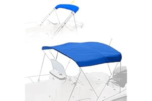 Cerumute 3 Bow Bimini Top Replacement Canvas with Stern Light Hole and Storage Boot, 900D Heavy Duty Waterproof Bimini Top Canvas Only Without Frame, 6'L 79"-84" W Blue