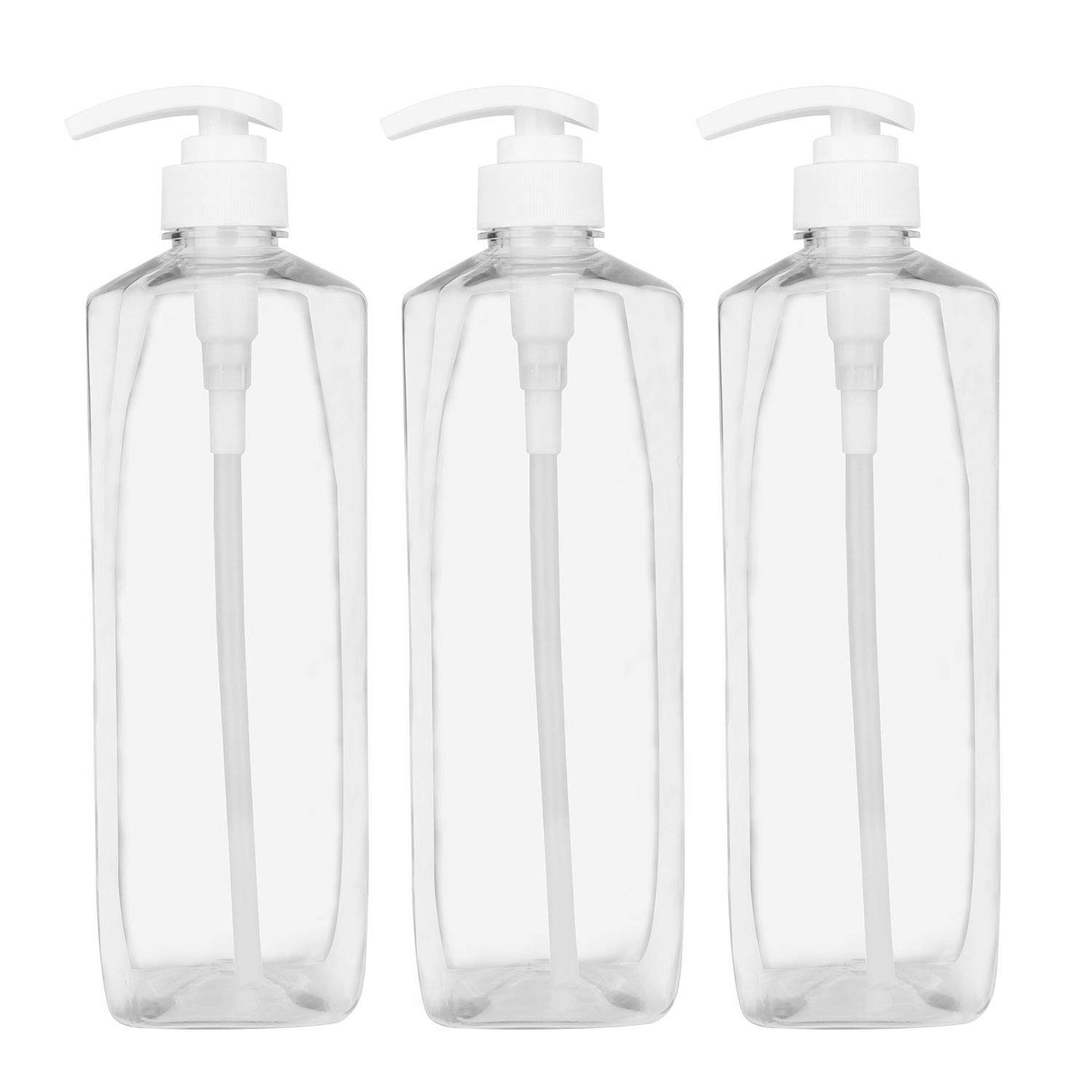 3 Pack.1000ml Plastic Pump Bottle 32oz，Woaiwoq Soap Dispenser Empty