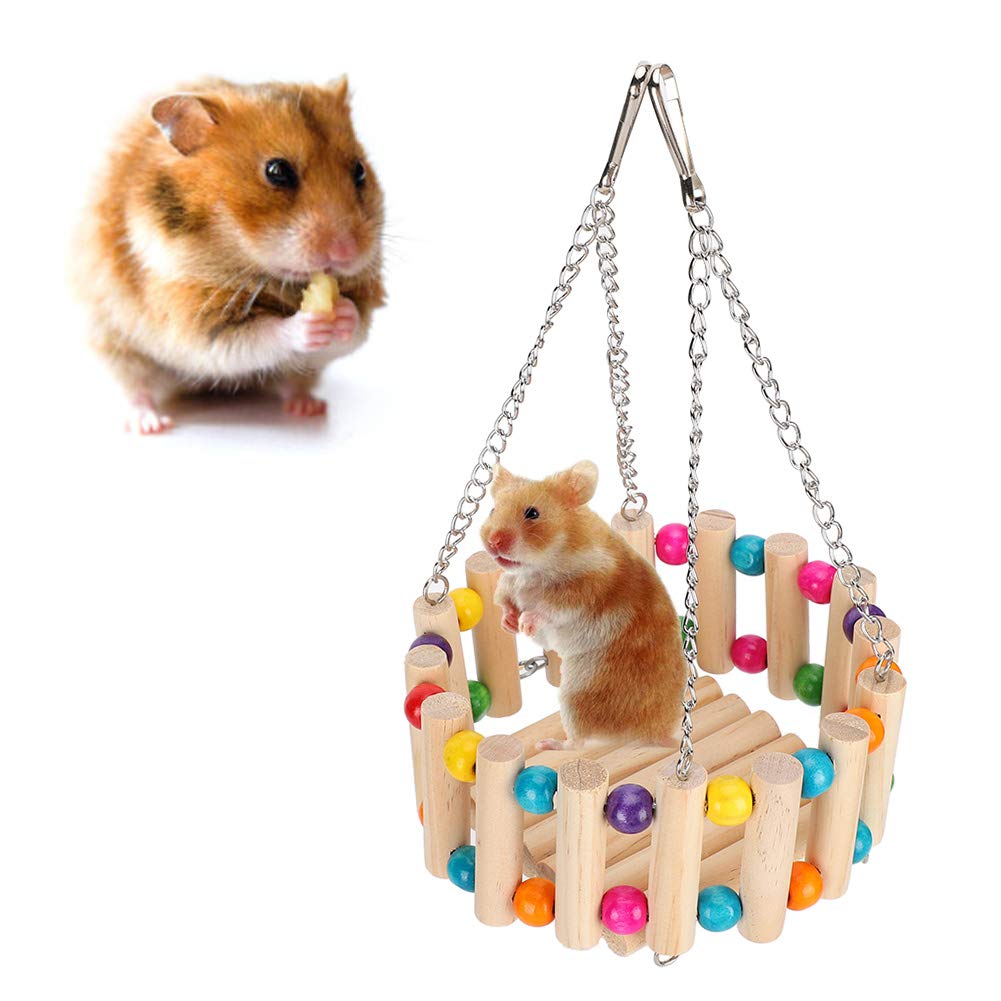 Hamster Swing, Colorful Beads Hanging Platform for Small Animals Squirrel Squirrel Syrian Hamster Gerbil Guinea Pig