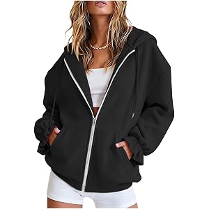 JOAU Womens Zip Up Hoodies Long Sleeve Sweatshirts with Ruffle Cuff | Lightweight long sleeve sweatshirt, stylish daily outer