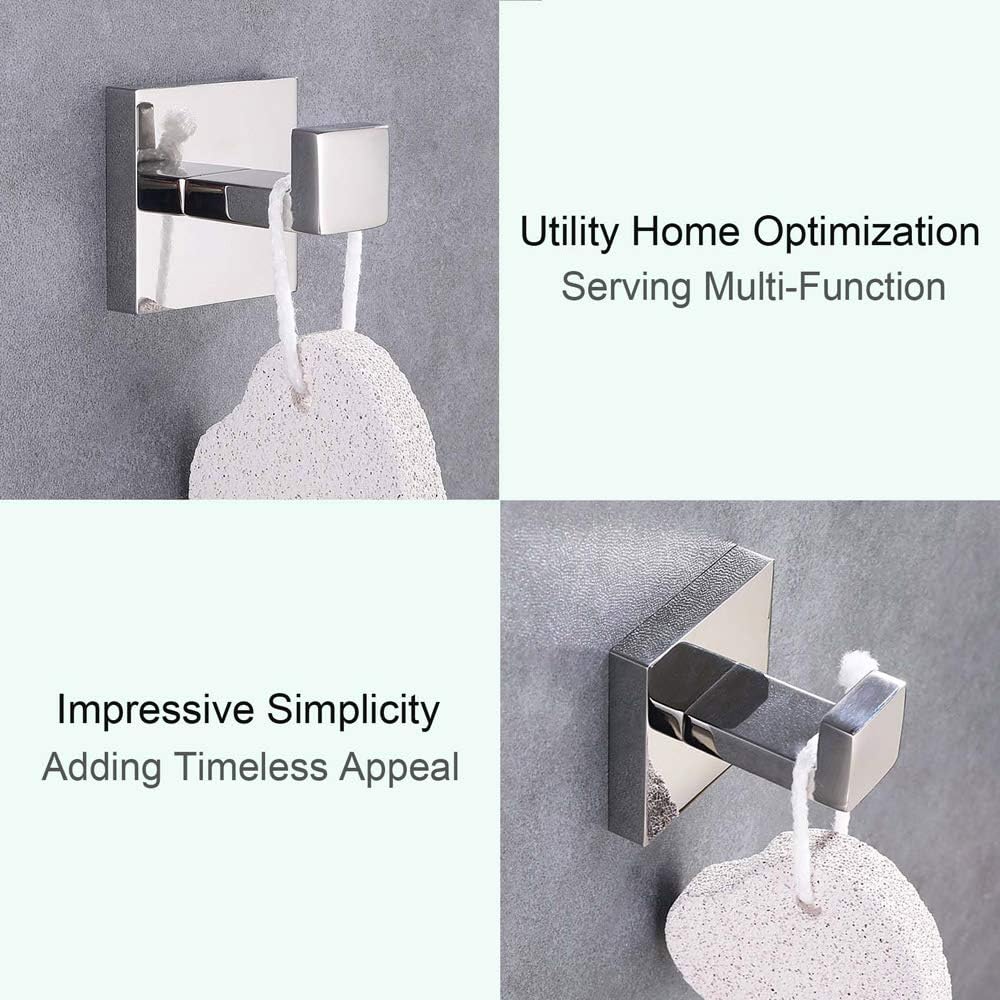 Bath Towel Hook, Angle Simple Solid Metal Bathroom Shower Square Hook Hand Towel Bathrobe Sponges Hanger Kitchen Cabinet Closet Hook Pants And Shirt Holder Polished Chrome, Wall Mounted - - 