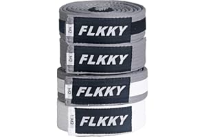 FLKKY BJJ Belt for Kids and Adult,Brazilian Jiu Jitsu Belt with Sleeve Bar for Ranking Stripes IBJJF Competition Approved