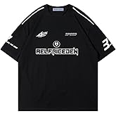 Aelfric Eden Mens Graphic Tees Vintage Racing Tees Oversized T Shirt Women Contrast Color Summer Tops
