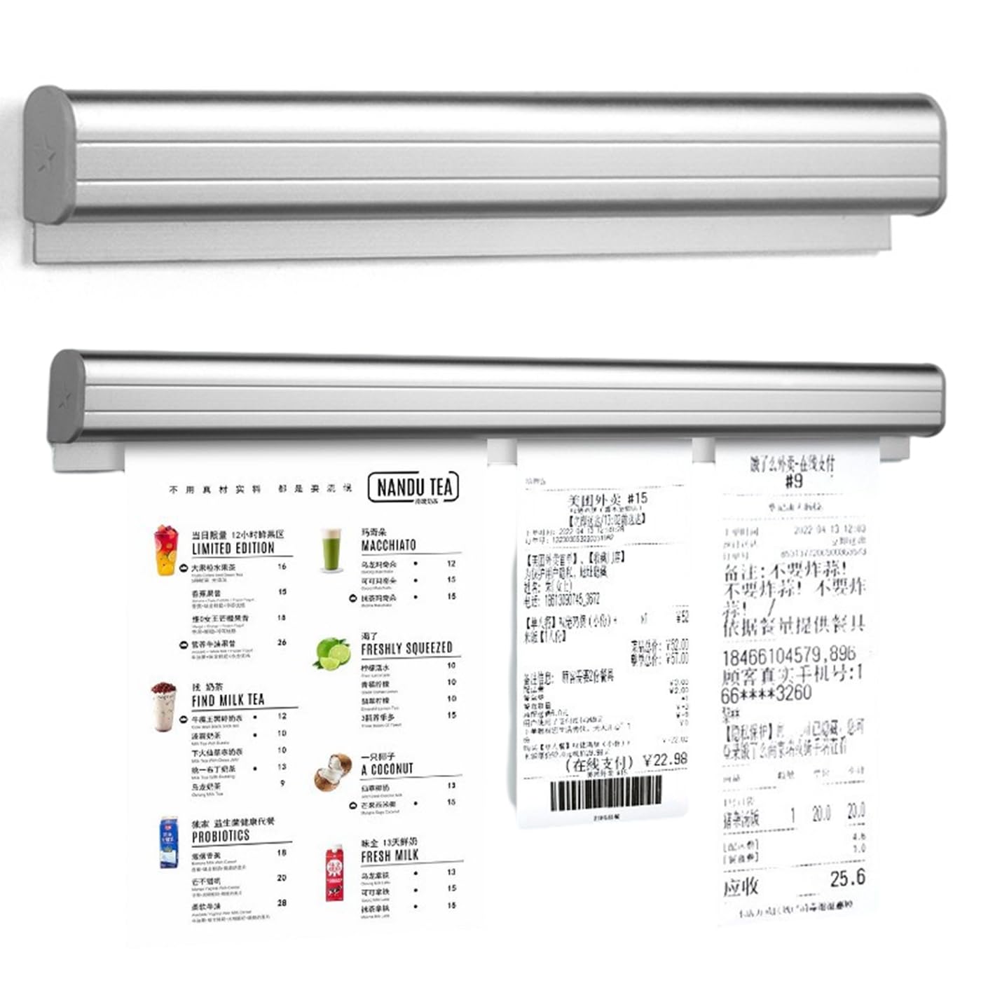 AOTOPYU Pack of 2 Aluminium Note Picks, 30 cm, for Restaurants, Bars, Offices