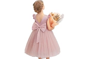 KAQININI Flower Girl Dress Wedding Guest Ruffle Tulle Satin Party Birthday Princess Dresses Pageant Gown Kids Short