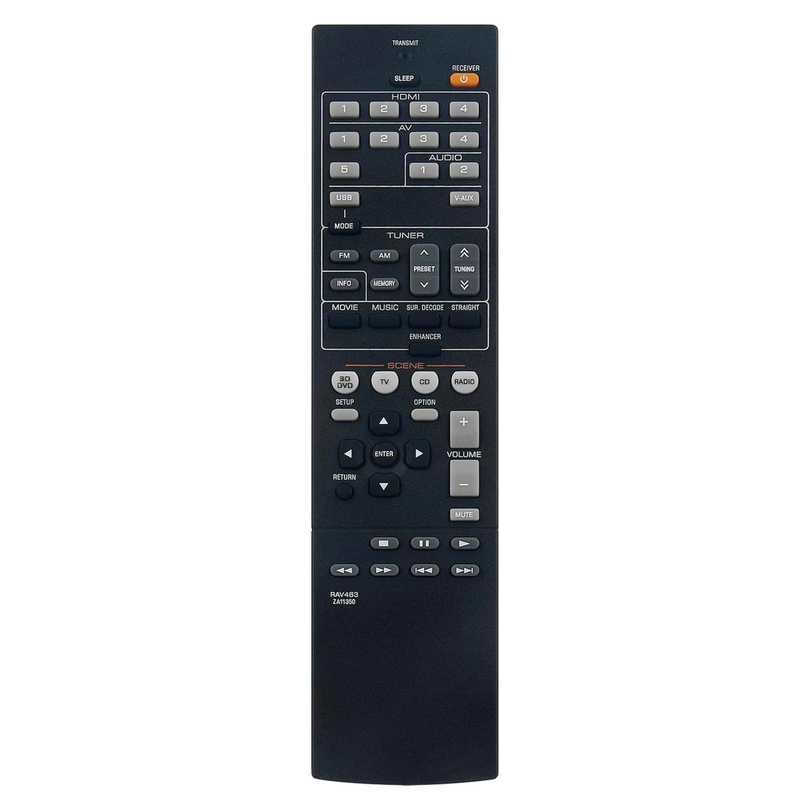 ALLIMITY RAV463-ZA11350 Replace Remote Control fit for Yamaha AV Receiver RAV463 ZA11350 RX-V373 RX-V375 RX-V375BL HTR-3065 HTR-3066