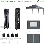 VOUNOT 3m x 3m Pop Up Gazebo with Sides Central Lock System Grey view 2