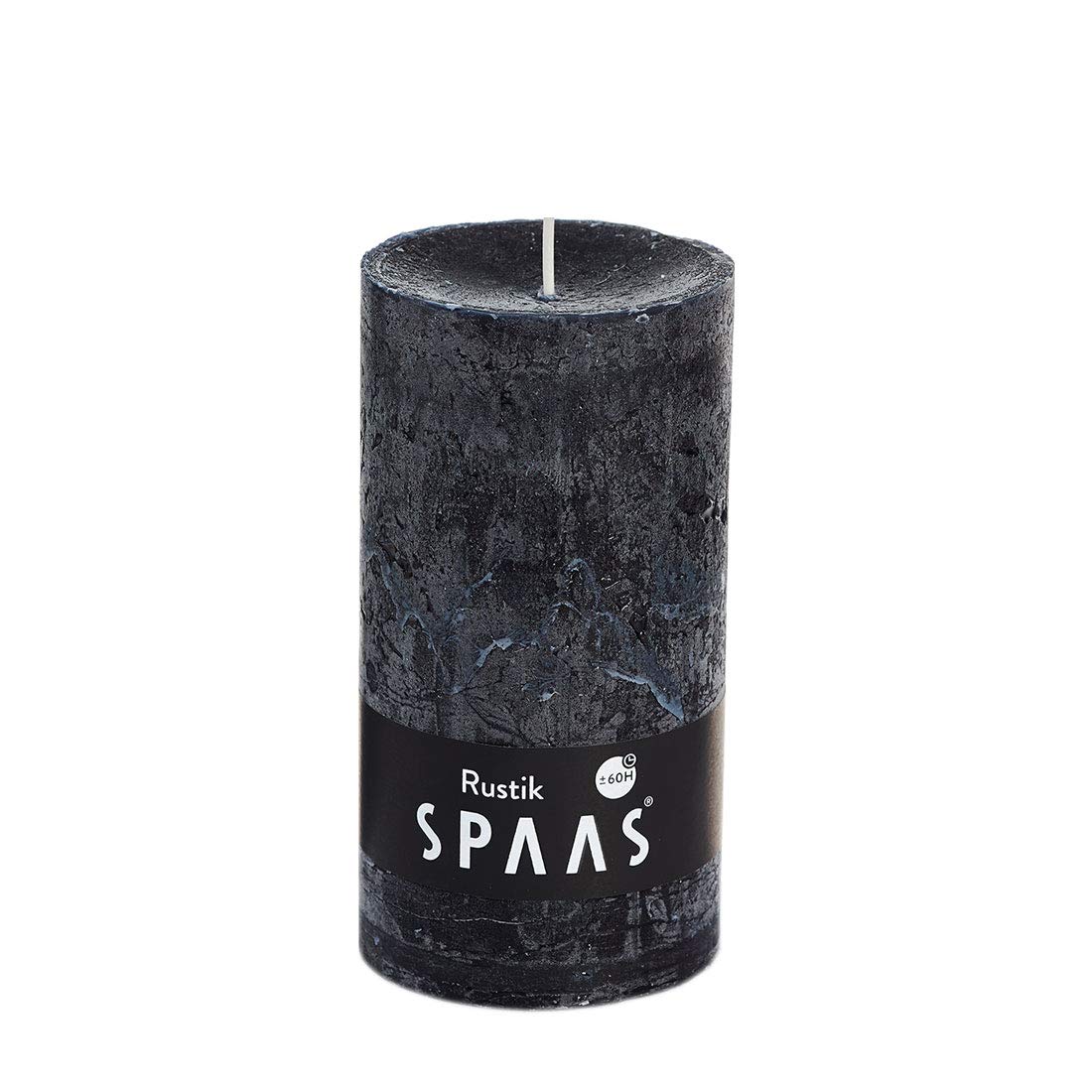 Spaas 6 Rustic Unscented Rustic Pillar Candles 70/130 mm, ± 60 Hours, Black