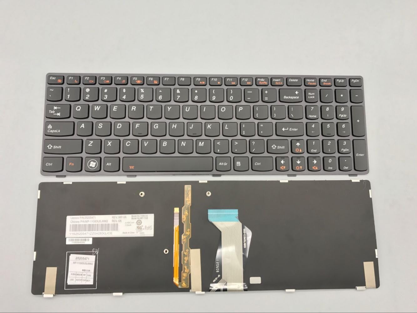 New Laptop US Keyboard with Backlit for IBM Lenovo Ideapad Y580 Y580N Y580NT Series P/N: 25207299 MP-11G63USJ6862 25205471 T4B8-US Y580