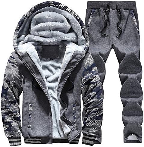 Mens Warm Fit Jogging Sweat Suits Casual Tracksuits + Pants (XXXXL, Grey)