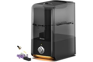Rbioko Humidifiers for Large Room Bedroom (6.5L), Cool Mist Ultrasonic Vaporizer for Home Whole House Babies, Customized Humidity, Night Light, Whisper-Quiet (Black)