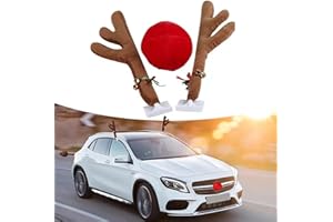 ijuicy 3 PCS Car Reindeer Antlers & Nose, Car Antlers Decorations, Christmas Reindeer Car Kit, Winter Car Decorations, Christmas Car Decorations for Roof and Grille