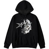 AugYew Mens Graphic Hoodies Heavyweight Pullover Vintage Sweatshirt Streetwear Y2K Fleece Long Sleeve Casual Top