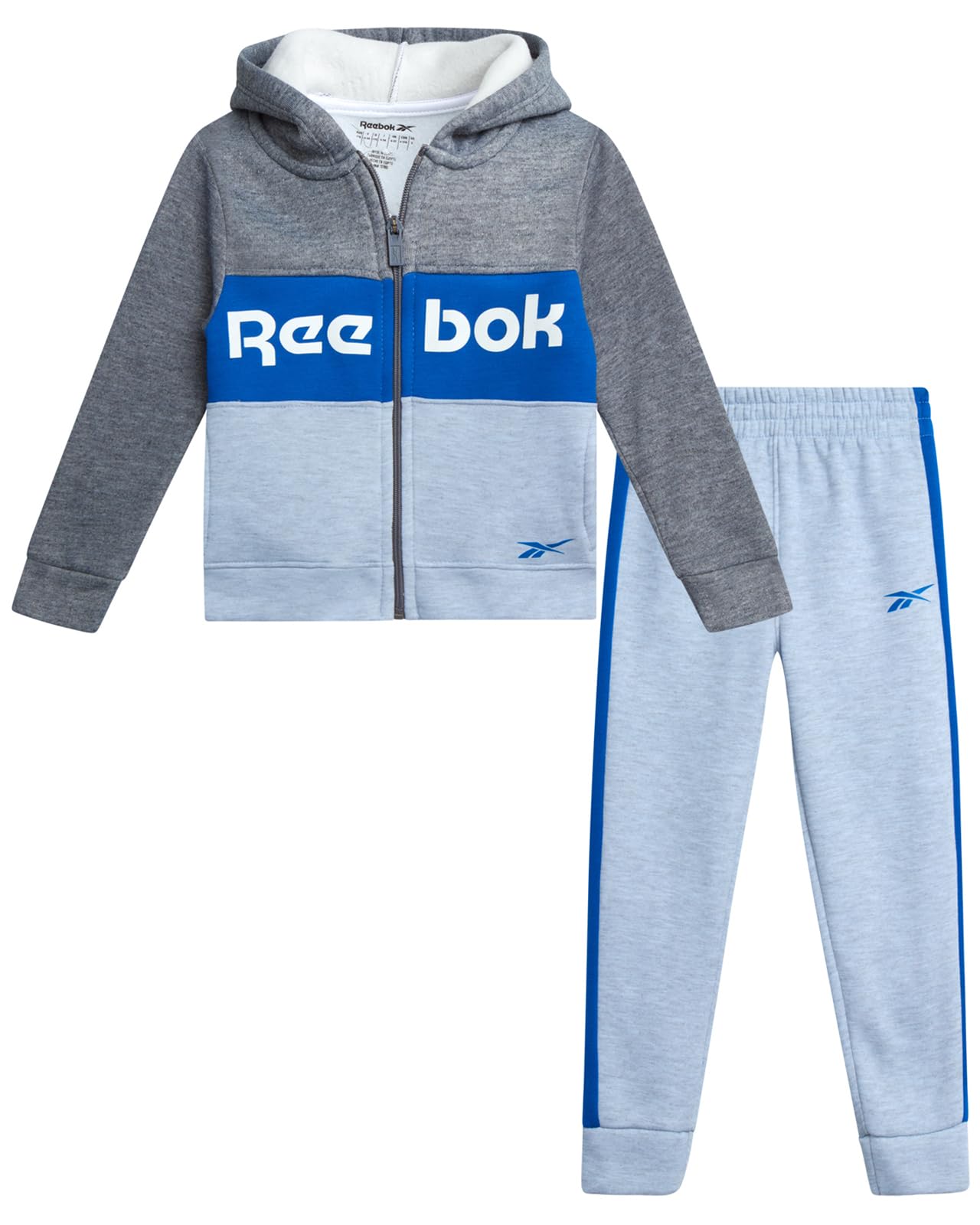 Photo 1 of Reebok Toddler Boys Tracksuit - 2 Piece Cozy Soft Fleece Toddler Zip Up Hoodie Sweatshirt and Boys Jogger Pants Outfit, Size 7, Light Grey Heather