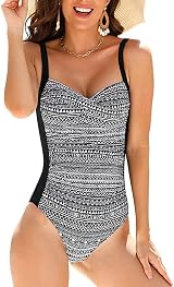 WIN.MAX One Piece Swimsuit Tummy Control Ruched Padded Plus Size C-DD Cup