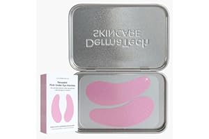 Pink Reusable Under Eye Patches Eco-Friendly Wrinkle Patches with Tin Case | 100% Silicone Reusable Facial Patches | For Puff