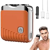 Mini Electric Shaver for Men, 2026 New Dual Head Waterproof Rechargeable Razor Mini Wet Dry Shaving Razor, USB Rechargeable One-Button Long Lasting for for Travel Home (Orange)