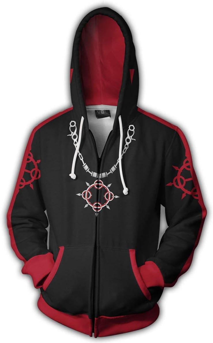 Sora Aqua Costume Halloween Game Cosplay Zip Up Jacket Pullover Hoodie for Unisex