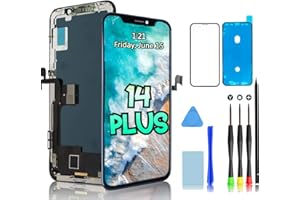 PAK TECH TRADERS for iPhone 14 Plus Screen Replacement Kit, LCD Cellular Glass Display Repair Digitizer Front Touch Screen with Repair Kit + Screen Protector