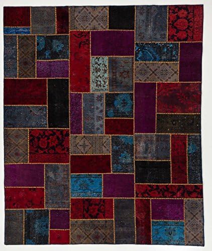 9x10 Multi Colored Patchwork Area Rug - Hand-knotted Living Room Area Rug Made of 100% Pure Wool (8.2 ft. W x 9.8 ft. L)