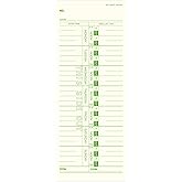 Weekly Time Cards 1-Sided, 3-1/2" x 9", Named Days, 500-Count,Time Cards for Employees, Green Print, Timecards for Time Clocks