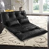Merax Pu Leather Adjustable Floor Chair Sofa Bed Lounge Floor Mattress Lazy Man Couch with Pollows(Black)