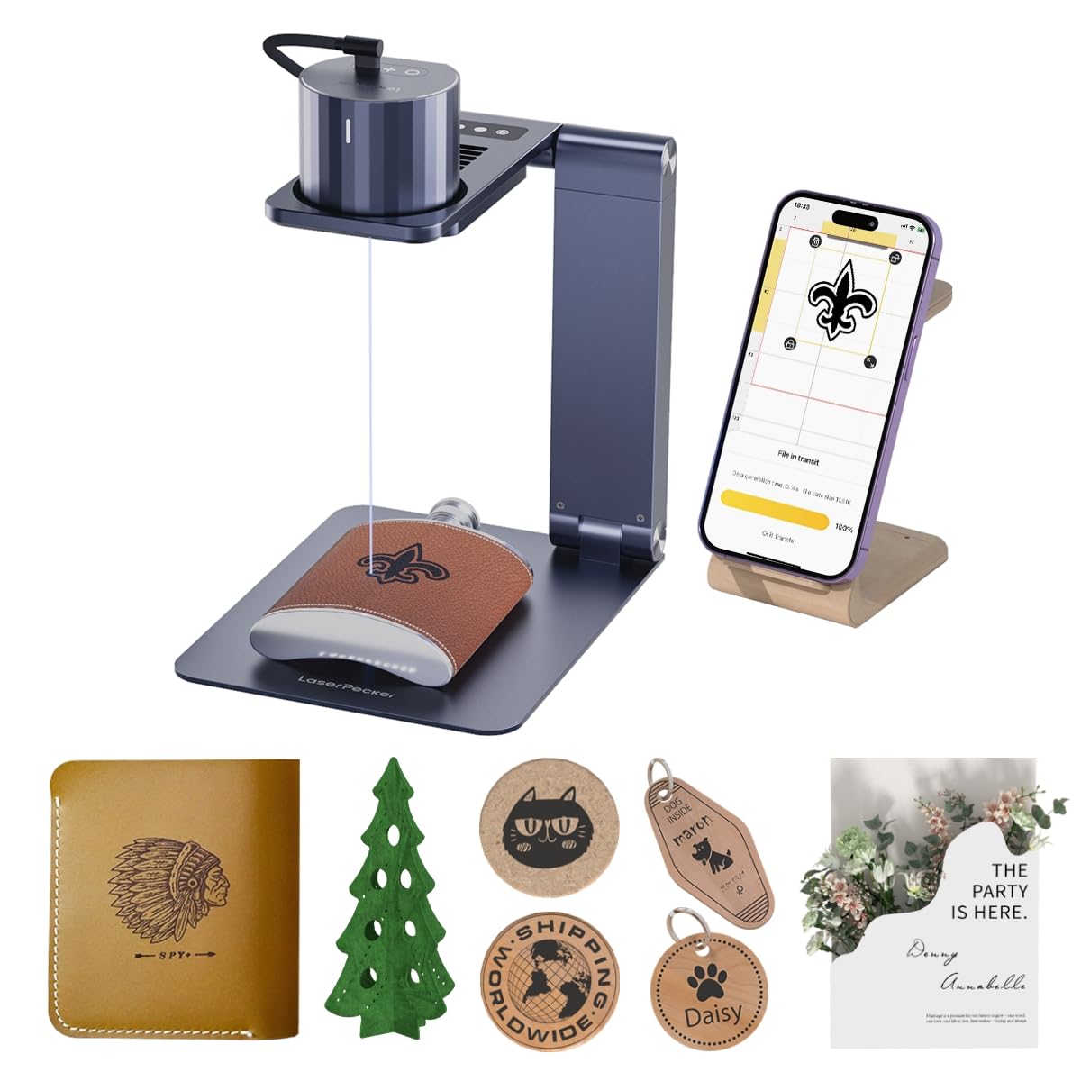 LaserPecker Pro Laser Engraver Portable Compact Etching Machine Mini Desktop Stand Cutter Handheld DIY Craft for Wood Leather