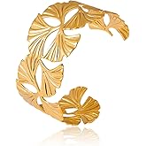 Hoheng Gold Chunky Cuff Bracelet Ring Set for Women Chunky Bangles Bracelets Non Tarnish Gold/Silver Bracelet for Women Trendy Jewelry Gift