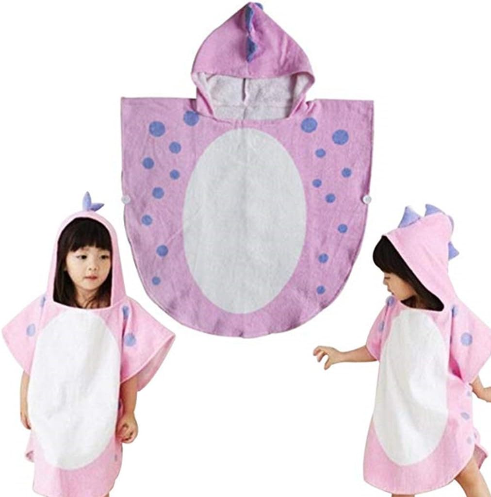 Myqiqi Kids Bath Towel 100% Cotton Hooded Beach Towel Swim Poncho Pool Towel Dinosaur Pattern for Toddler Boy Girl 0-8 Years