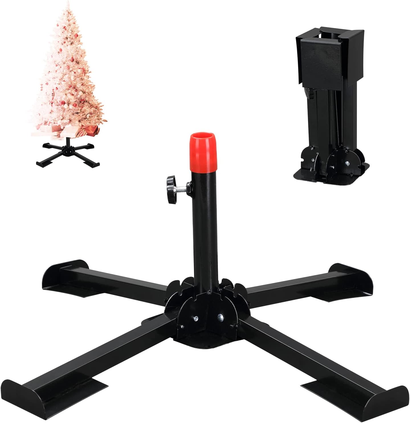 Tree Stands - cogardenshower Christmas Tree Stand,Foldable Heavy Duty Xmas Tree Stand Base for Artificial Tree 4 to 6 ft, 1'' Diameter Replacement Holder Black