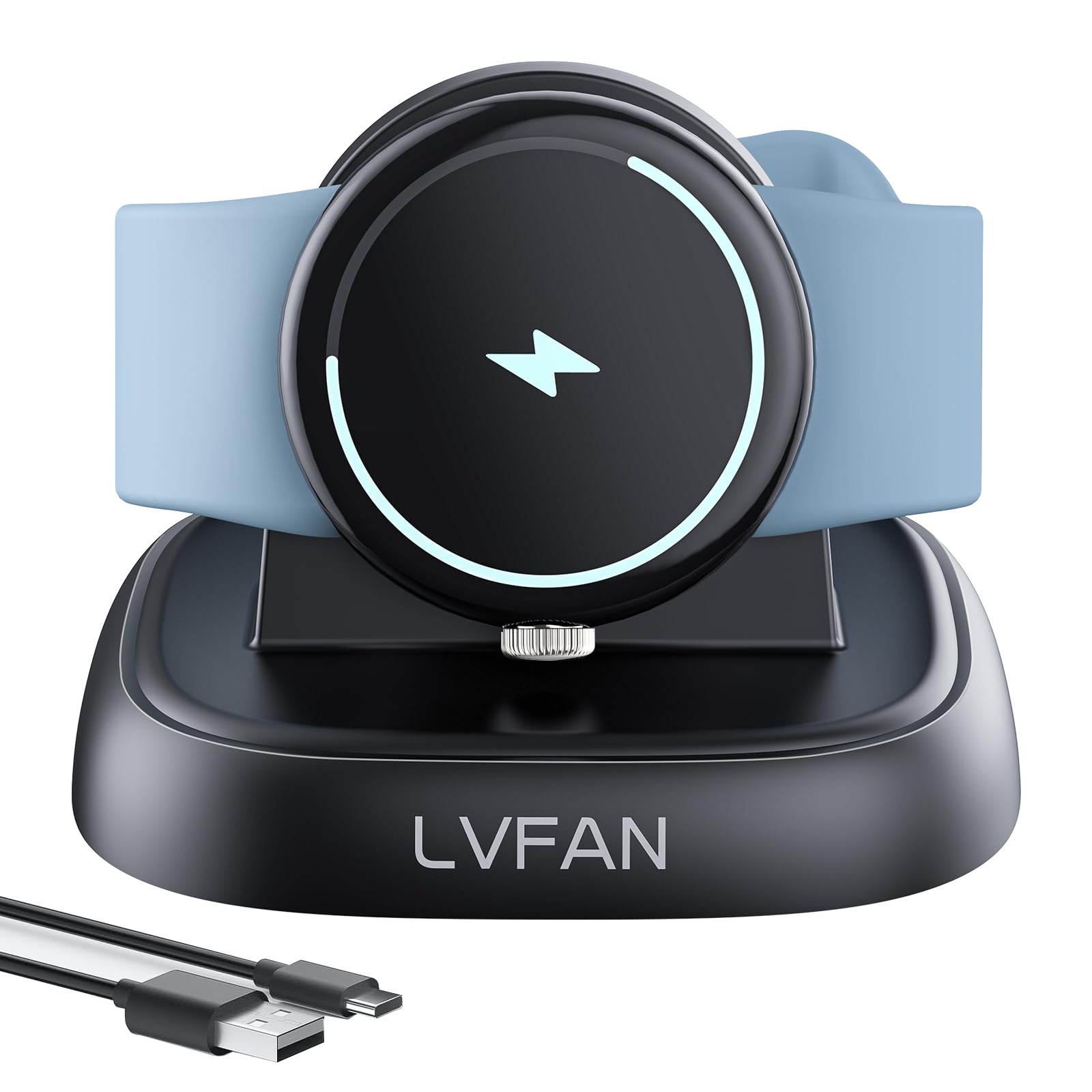 LVFAN Charger Dock for Pixel Watch 3/2, USB C Charging Cable Replacement Accessories, Magnetic Charging Stand for Google Pixel Watch 3/2, Fitbit Sense/Sense 2, Versa 3/4