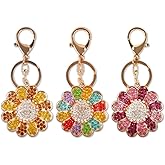 3Pcs Sunflower Keychains for Women and Girls Bling Crystal Decorations Keychains for Car Keys Rhinestone Purse Charms